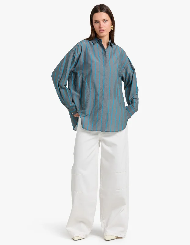 women's tops for those who love to dress up their casual looks with stylish topsCotton Silk Morning Shirt - Oxygen Stripe