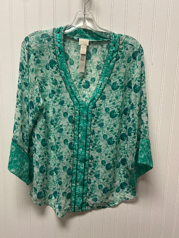 women's tops for glamorous eveningsTop Long Sleeve By Chicos In Green, Size: S