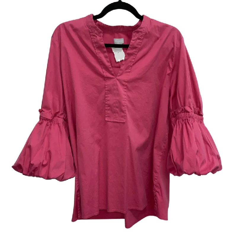 elegant women's topsTop Long Sleeve By Chicos In Pink, Size: Xl