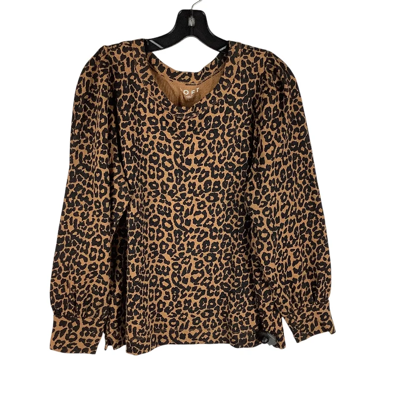 women's tops for beach outingsTop Long Sleeve By Loft In Animal Print, Size: L