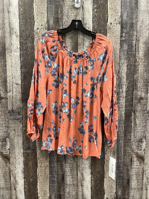 women's tops for picnics in the parkTop Long Sleeve By Zac And Rachel In Orange, Size: Xl