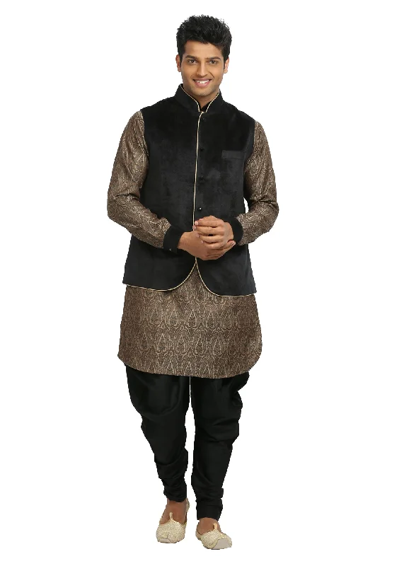 women's limited-edition dressesMen's Sandstone & Black Wedding Kurta Pajama with Jacket