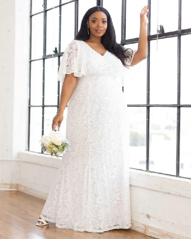 Halter DressClarissa Lace Flutter Sleeve Long Wedding Gown