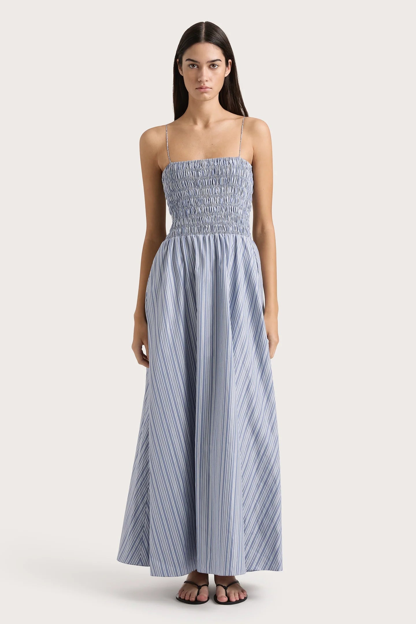 women's silk dressesLida Maxi Dress - Blue Stripe