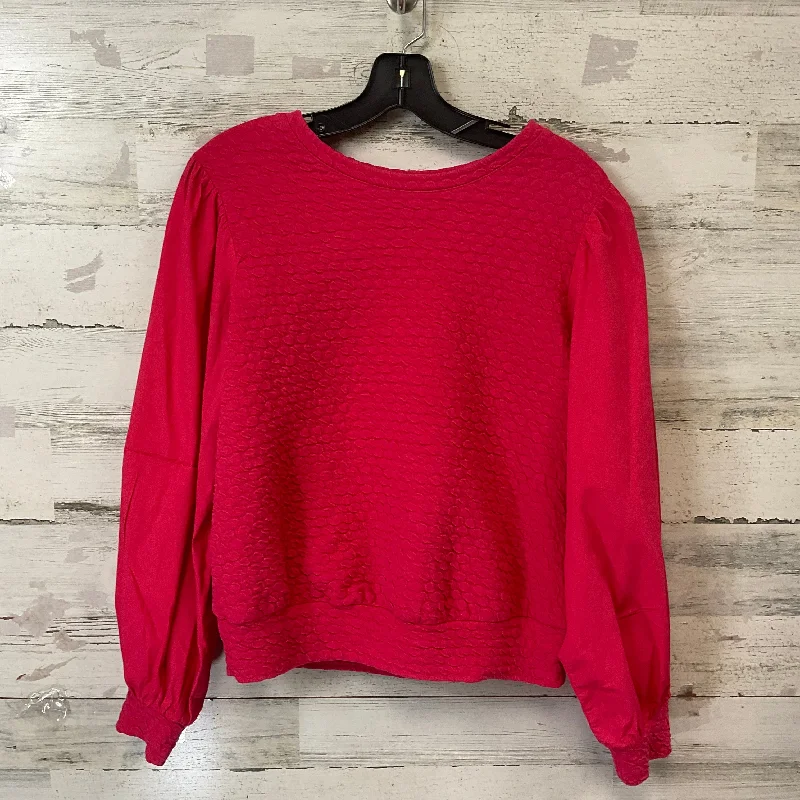 women's tops with built-in brasTop Long Sleeve By Porridge In Red, Size: S