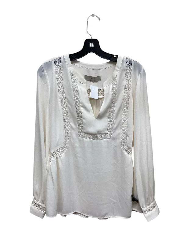 women's tops for gala dinnersTop Long Sleeve By Loft In White, Size: M