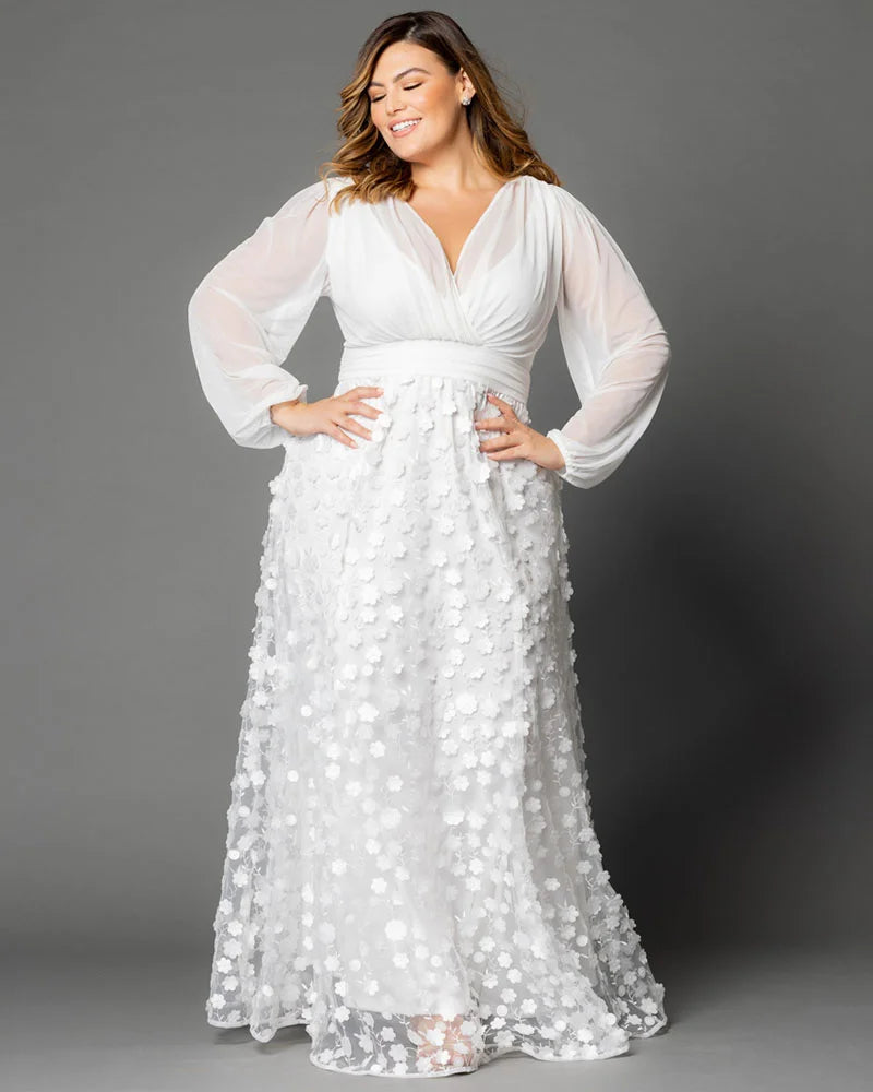 Plus-Size DressEnchanted Garden Long Sleeve Wedding Gown