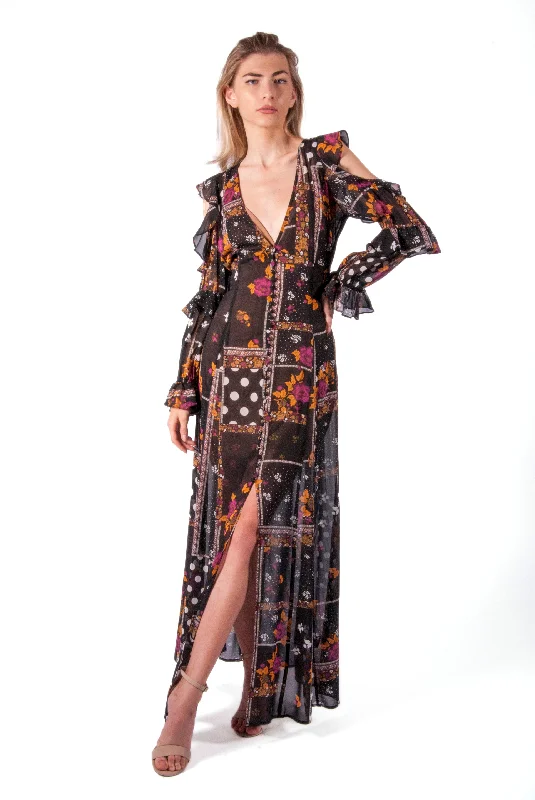 women's handmade dressesFOR LOVE & LEMONS- ELYSE RUFFLED MAXI DRESS