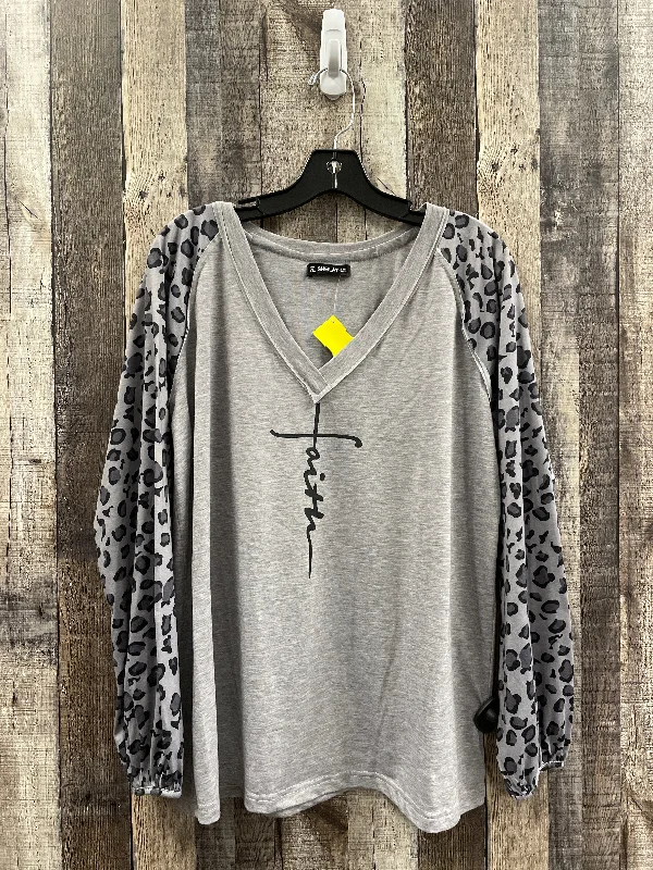 women's tops for those who want to add a bit of flair and personality to their looksTop Long Sleeve By Sheilay In Grey, Size: M