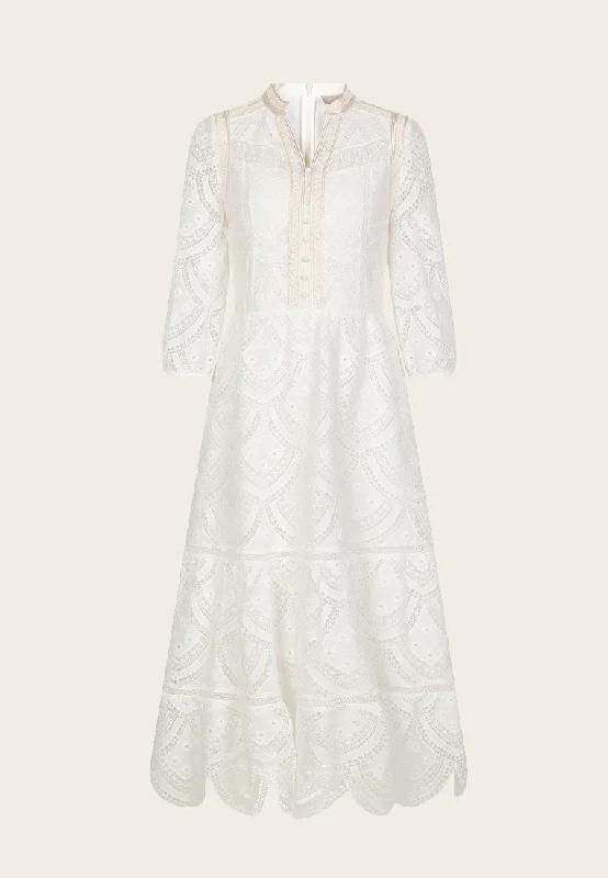 women's maximalist dressesWhite Lace Maxi Dress