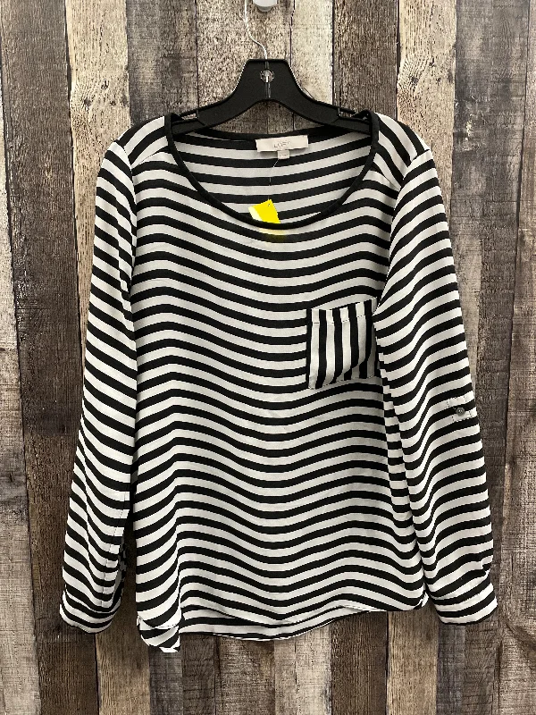 affordable women's topsTop Long Sleeve By Loft In Black & White, Size: M