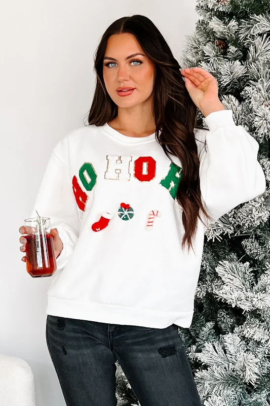 women's tops for layeringSanta's Calling Holiday Sweatshirt (Off White)