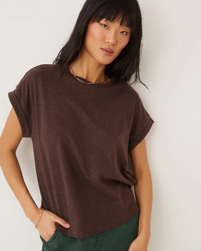 women's tops with spaghetti straps and deep V-necksThe Supersoft Hemp T-Shirt in Dark Brown