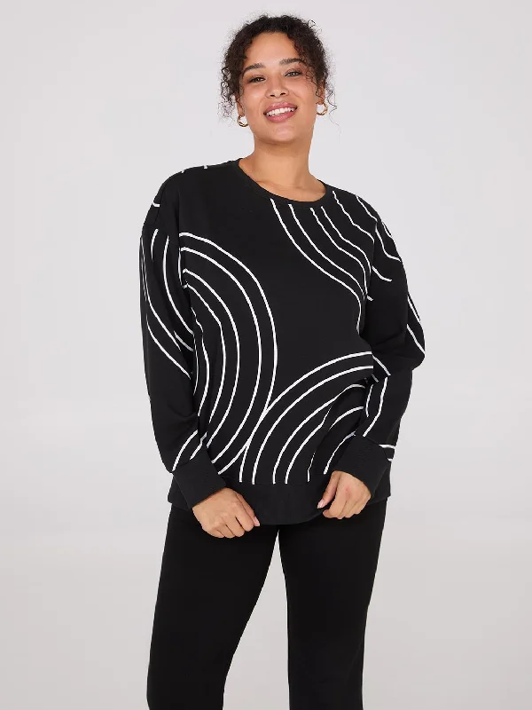 women's tops for casual FridaysAbstract Print Sweatshirt