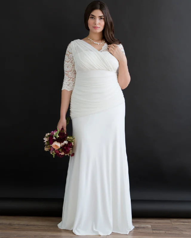 High-Neck DressElegant Aisle Wedding Gown