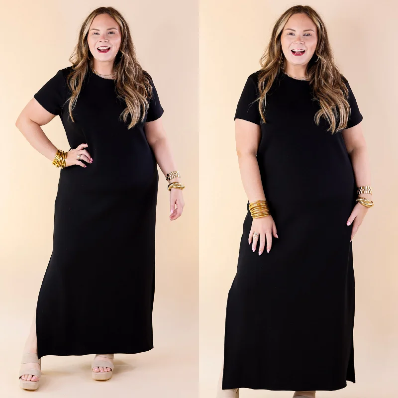 women's flowy dressesSPANX | AirEssentials Maxi T-Shirt Dress in Very Black