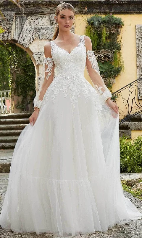 women's flutter-sleeved dressesMori Lee Bridal 6978 - Detachable Sleeve Wedding Dress