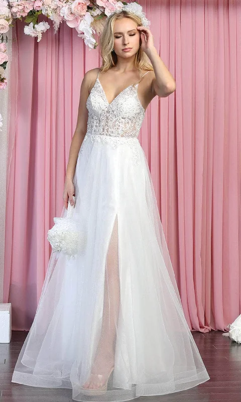 Peter Pan Collar DressMay Queen MQ1830 - Sleeveless V-neck Wedding Gown