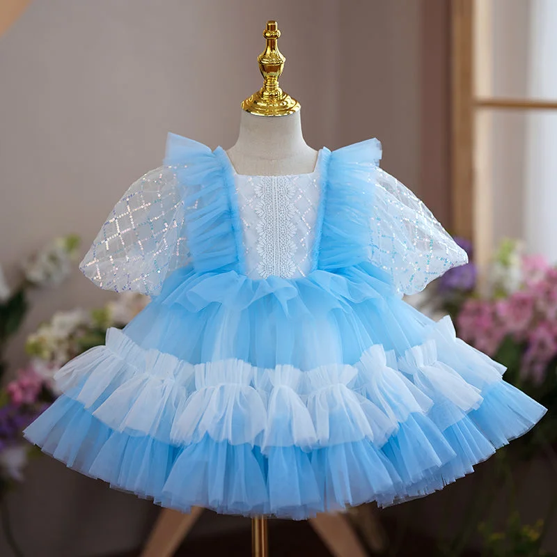 women's flowy dressesToddler Ball Gowns Little Girl Summer Fluffy Cake Princess Party Communion Dress