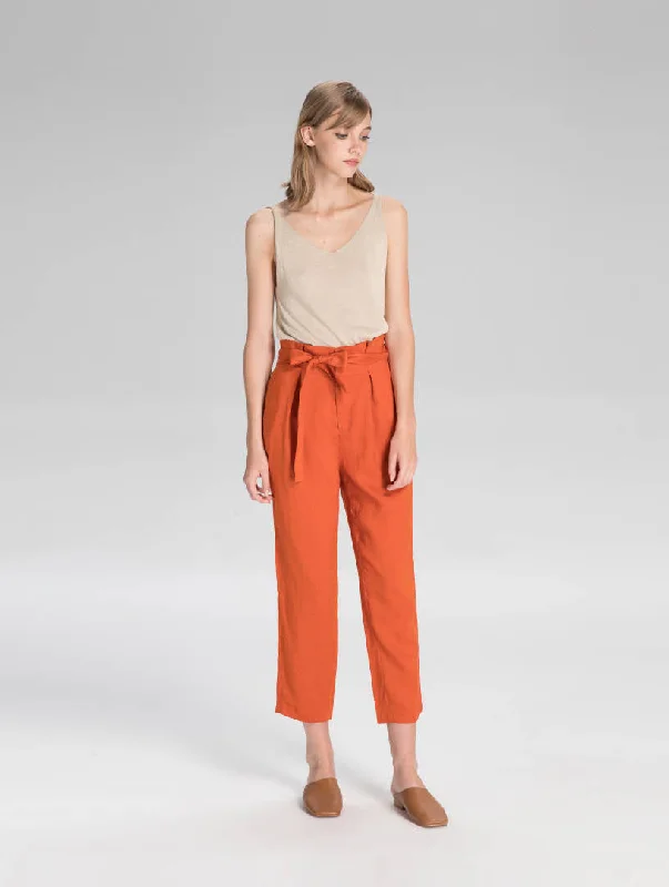 women's high-waisted pantsBurnt Orange Linen Pants