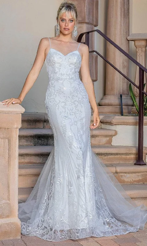 Velvet DressDancing Queen 0216 - Sleeveless Sweetheart Neck Wedding Gown