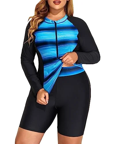 Eco-Friendly Female SwimwearPlus Size Long Sleeve Rash Guard Swimsuits Upf 50