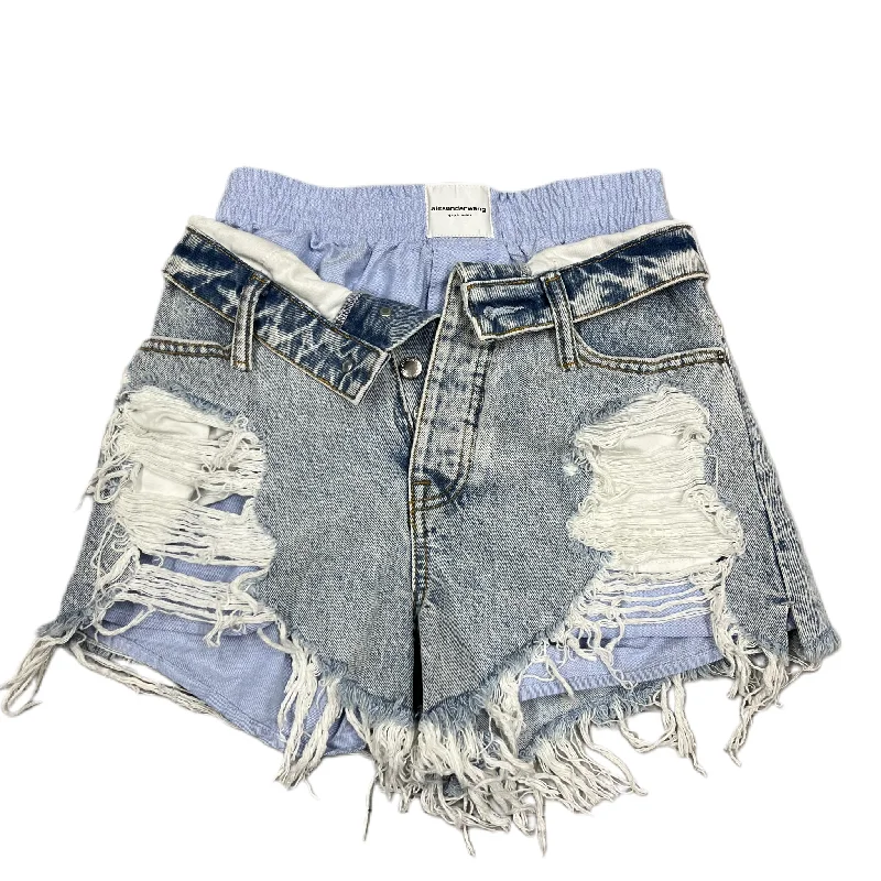 women's elegant shortsShorts Luxury Designer By Alexander Wang In Blue Denim, Size: 0