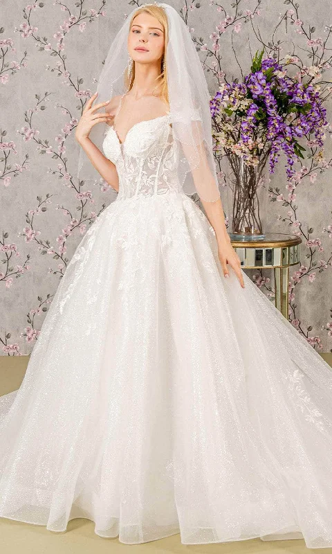 Formal DressGLS by Gloria Bridal GL3489 - Off-Shoulder Embroidered Wedding Gown