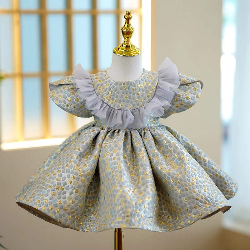 Wedding DressFlower Girl Dress Toddler Birthday Party Summer Puffy Round Neck Small Flying Sleeves Princess Dress