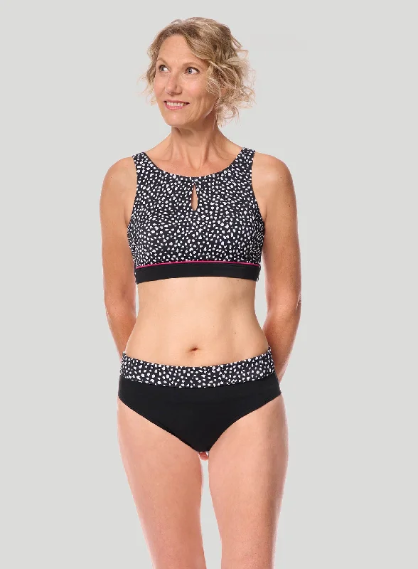 Eco-Conscious Female SwimwearAmoena : Manila High Cut Mastectomy Soft Bikini Top Black White