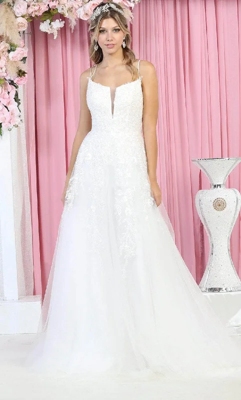 Off-The-Shoulder DressMay Queen RQ7917 - Dual Strap A-Line Wedding Gown