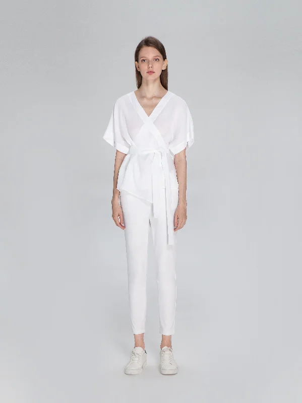 women's flare pantsTweed White Linen Suit-Pants