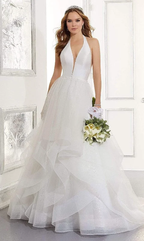 women's maternity dressesMori Lee Bridal - 5866 Arabella Halter Tiered Tulle Wedding Gown