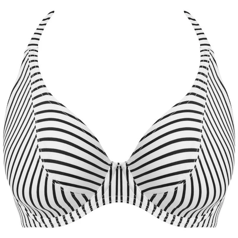 Bikini Set FemaleJewel Cove Halter Bikini Top Stripe Black - Freya Swim