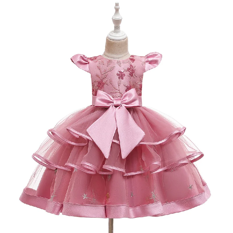 High-Low DressToddler Girl Bow Prom Dress Girl Birthday Party  Formal Christmas Cake Dress