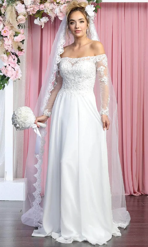 women's stretchy dressesMay Queen Bridal RQ7909 - Off Shoulder Soft Wedding Gown