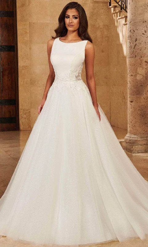 Scoop-Neck DressMary's Bridal MB2134 - Sleeveless Jewel Neck Wedding Gown