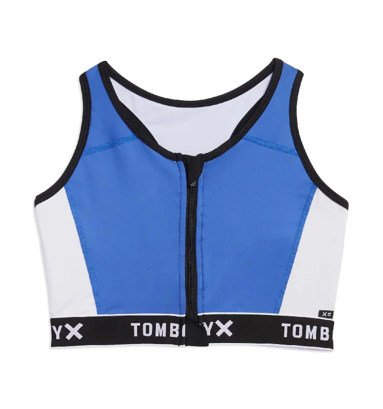 Fashionable Female SwimwearSwim Racerback Zip Compression Top - Tide Colorblock