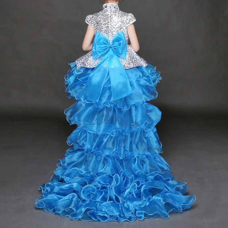 Ruffle DressToddler Ball Gowns Girl Sequins Fluffy Tail Princess Party Pageant Dress