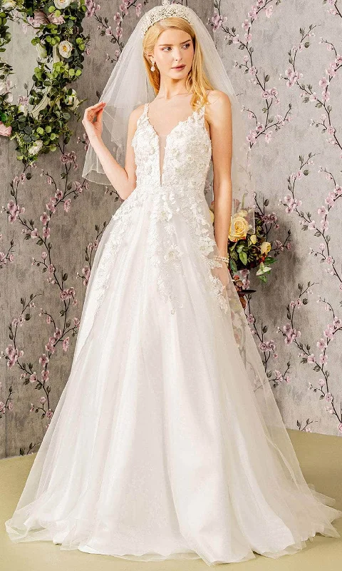 A-Line DressGLS by Gloria Bridal GL3269 - Floral Embroidered Wedding Gown