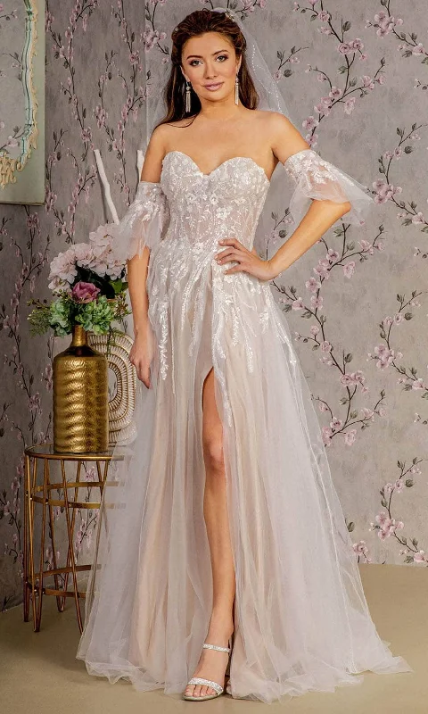 women's unique dressesGLS by Gloria Bridal GL3427 - Sweetheart High Slit Wedding Dress