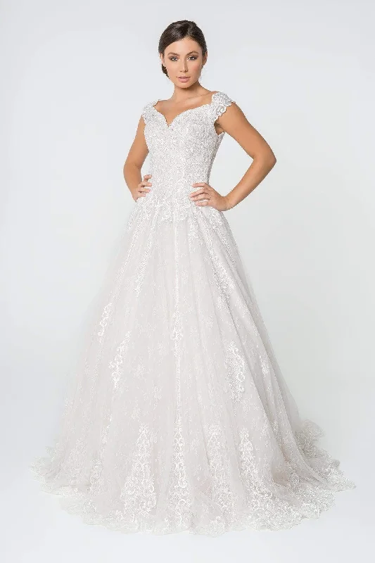 Tulle DressElizabeth K - GL2823 Embellished Lace A-line Wedding Gown