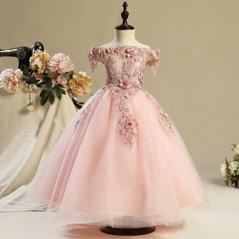 women's prom dressesFlower Girl Dress Girl Embroidery Birthday Party Pageant Formal Dresses