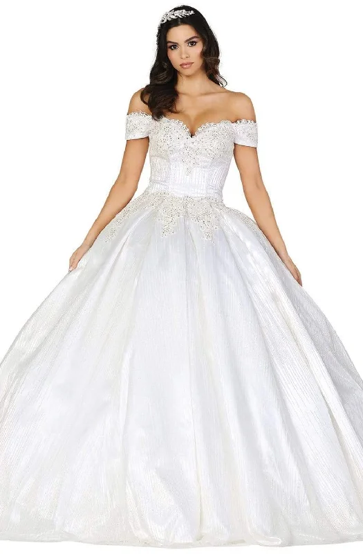 Denim DressDancing Queen - 147 Embellished Off-Shoulder Wedding Dress