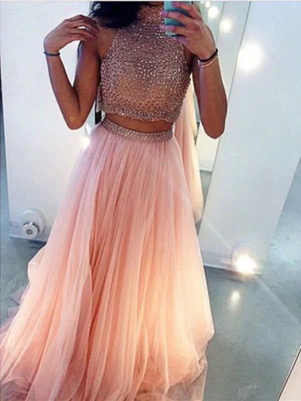 women's trendy dressesCustom Made 2 Pieces Pink Long Prom Dresses, Long Party Dresses