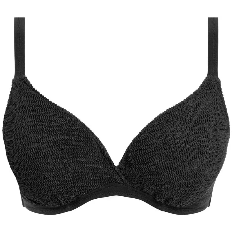 Laced-Up Female SwimwearIbiza Waves Plunge Bikini Top Black - Freya Swim