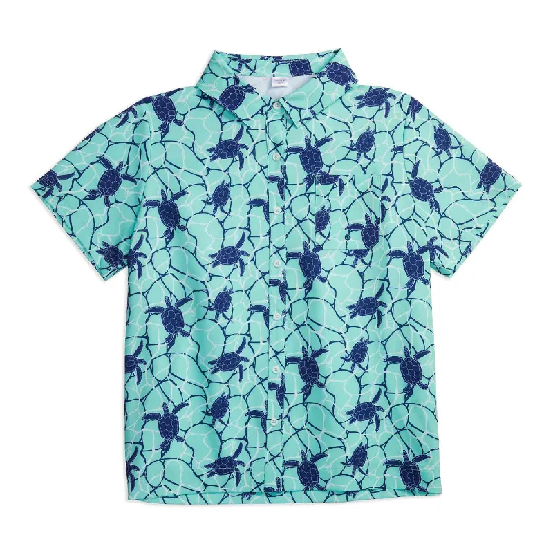 Stylish Wrap FemaleCabana Shirt - Save the Turtles