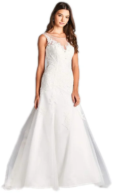 women's striped dressesAspeed Design - Lace Applique A-line Wedding Gown