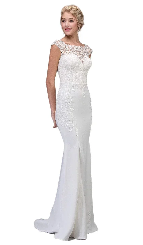 Plus-Size DressEureka Fashion Bridal - Lace Illusion Bateau Satin Wedding Dress