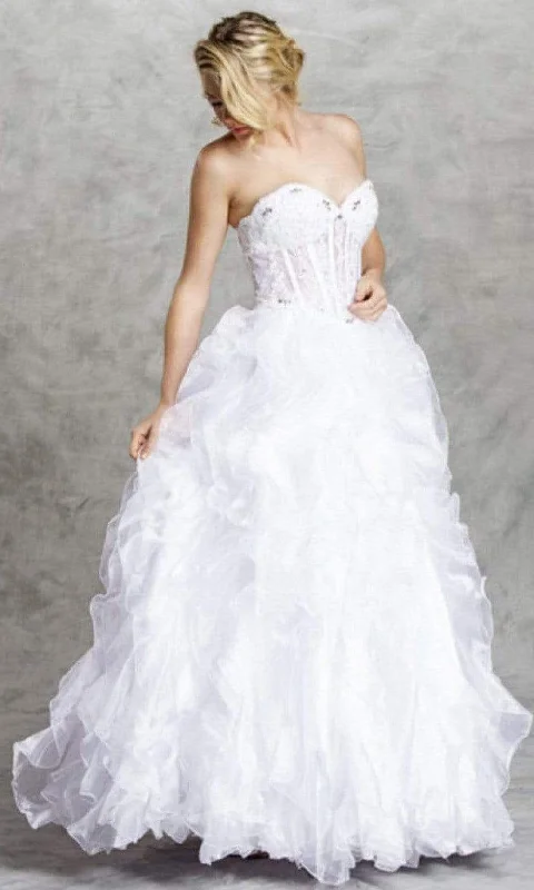 women's boho dressesAspeed Bridal - LH032 Corset Bod Ruffled Wedding Gown